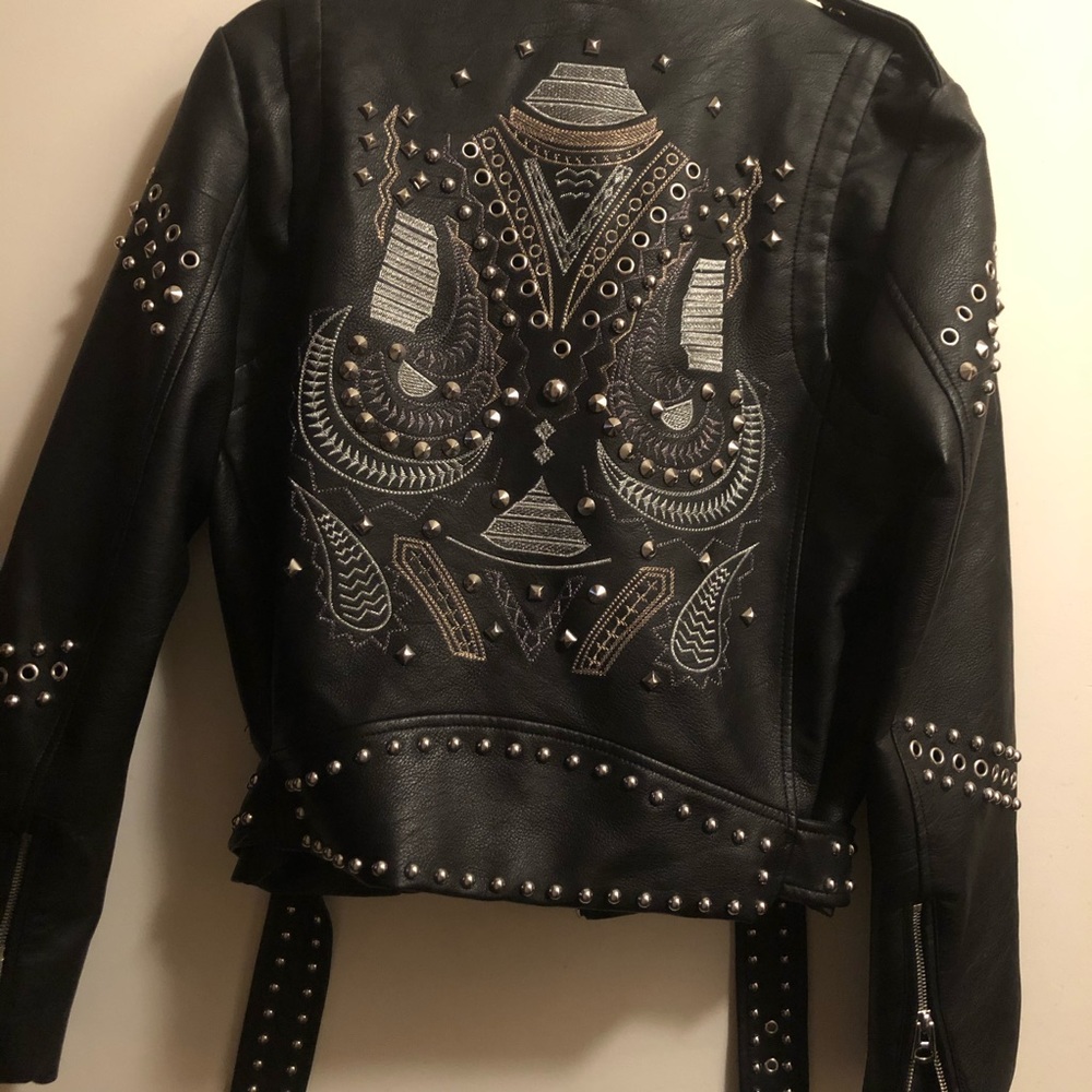 Leather Jacket With Studs And Embellishments - image 3